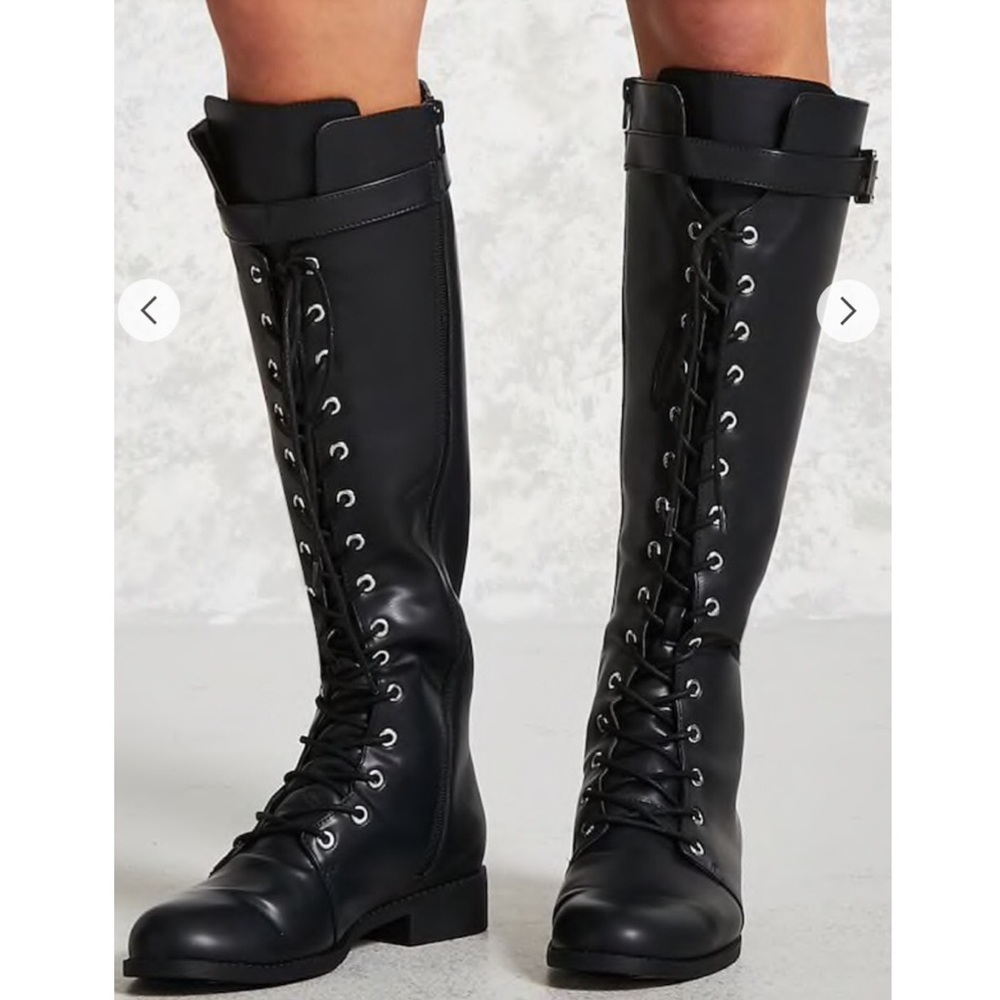 NWT Forever 21 Knee High Black Combat Boots